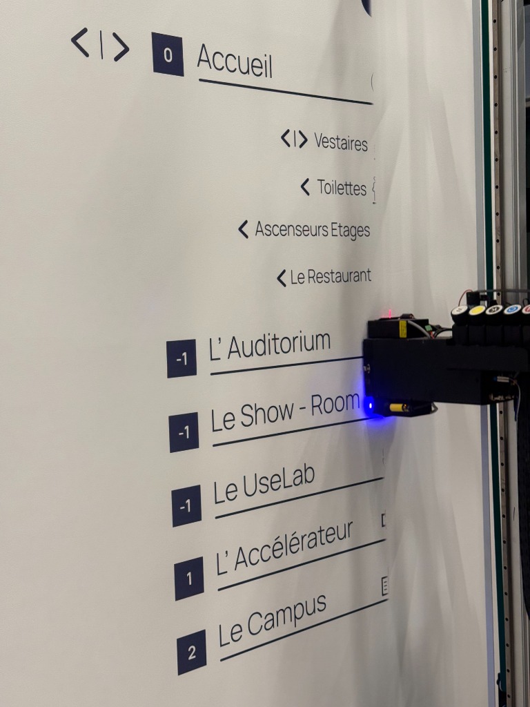 Building directory signage being wall-printed