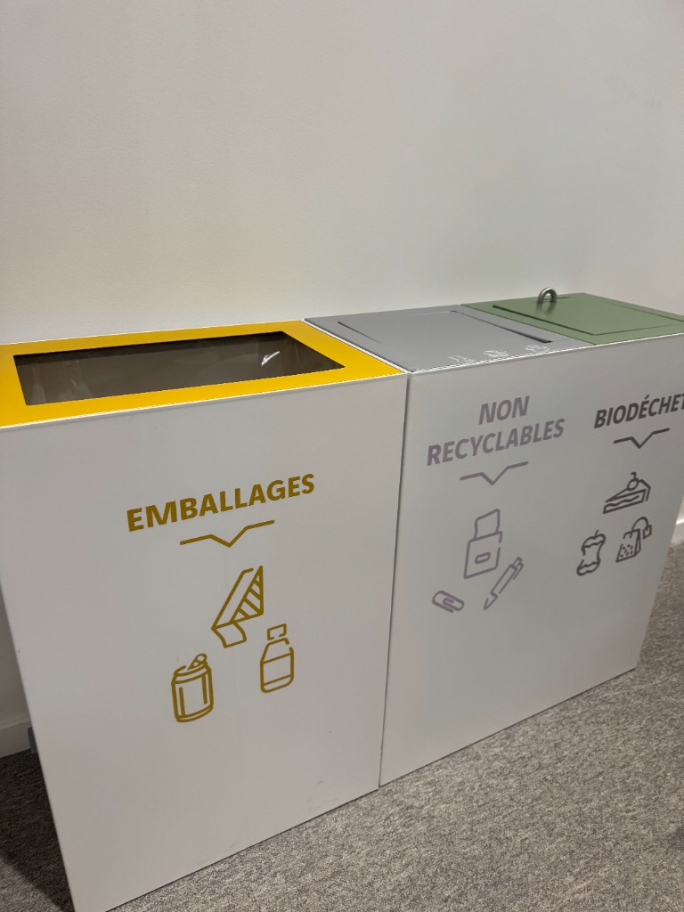 Custom printed recycling bin graphics